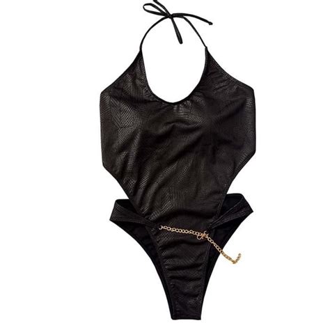 Maillot De Bain Bikini une pièce pour femme avec coussinet de poitrine sans armatures Bracelet