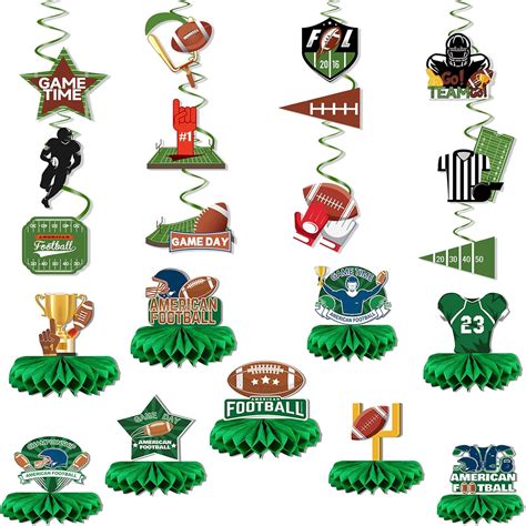 Amazon.com: 21PCS Football Party Decorations. 9pcs Honeycomb Centerpieces Table Toppers,12pcs ...