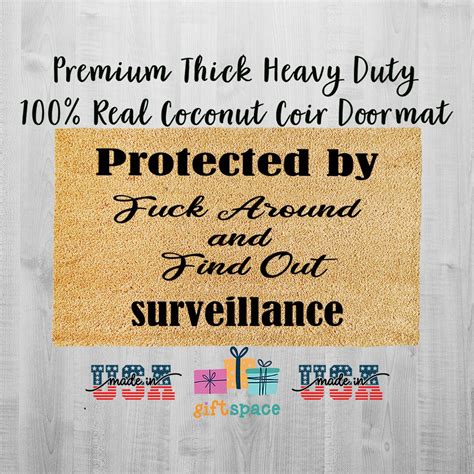 Doormat Protected By Fuck Around And Find Out Surveillance Funny Doormat Housewarming Gift Funny