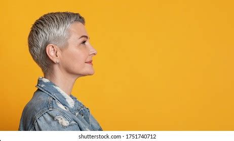 Profile Portrait Beautiful Mature Woman Stylish Stock Photo Shutterstock