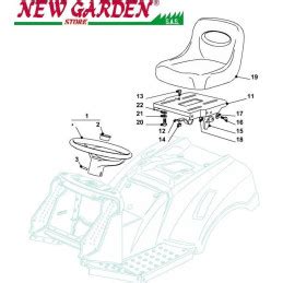 Exploded View Steering Wheel Seat 102cm PT190HD Lawn Tractor CASTEL