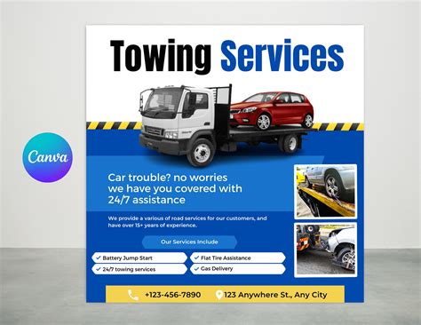 Towing Service Flyer Template, Towing Business Flyer, Towing Company
