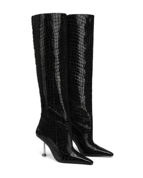 Naked Wolfe Texas Croc Embossed Tall Boot In Black Lyst
