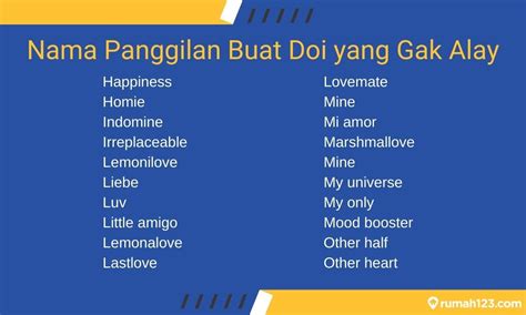 Nama Panggilan Buat Doi Yang Gak Alay Lucu Dan Unik Nama