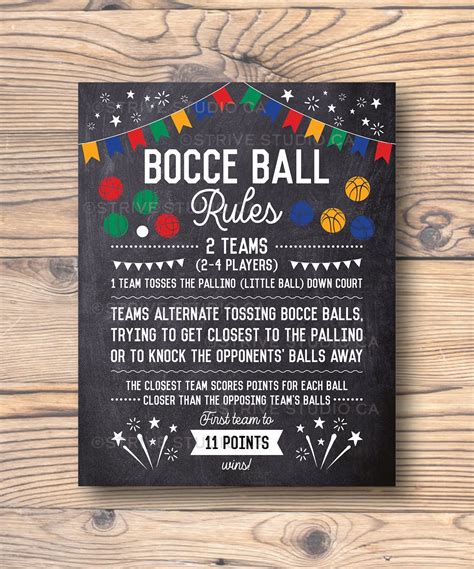 Bocce Ball Rules Sign Bocce Ball Poster Backyard Games Outdoor Party