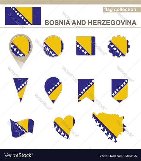 Bosnia and herzegovina flag collection Royalty Free Vector