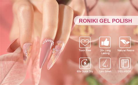 Amazon RONIKI 6 Colors Gel Nail Polish Set Includes Nude Light Pink Mauve Gray