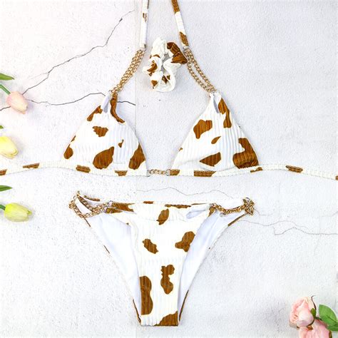 Swimsuit Female Bikinis Set Bikini Chain Swimwear Cut Wire Swimming Women Swimwear Chain Hollow