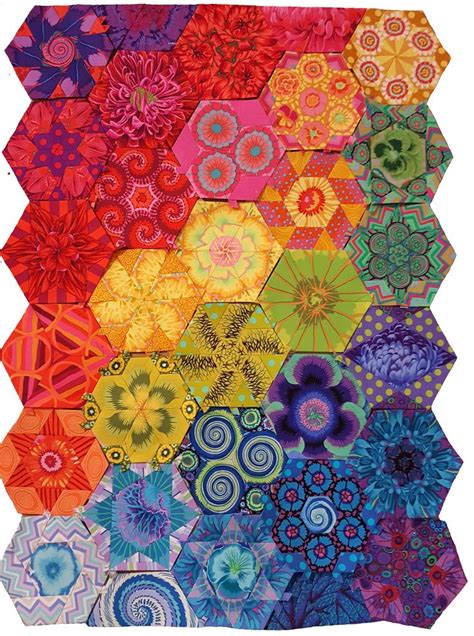 Glorious Hexagons In All Kaffe Fassett Collective Fabrics Colorful