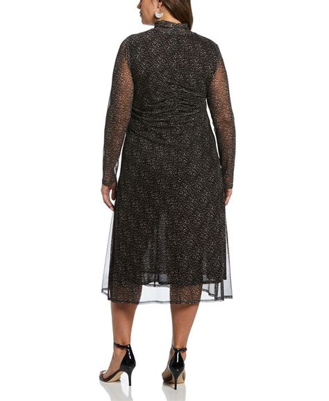 Ella Rafaella Plus Size Mock Neck Mesh Long Sleeve Midi Dress Macys