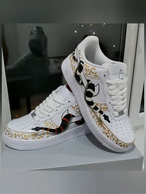 Custom Sneakers Nike Air Force Hand Painted Sneakers Snake Luxury