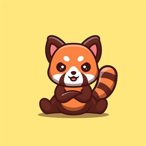 Panda Rojo Sentado Enojado Lindo Creativo Kawaii Mascota De Dibujos