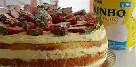 Naked Cake Recheio De Ninho E Morango Comidinhas Do Chef