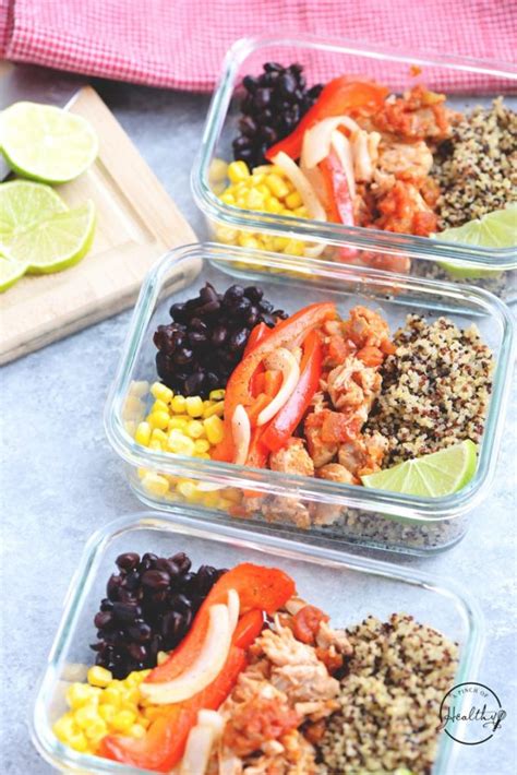 Chicken Quinoa Burrito Bowls Meal Prep A Pinch Of Healthy