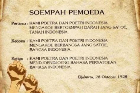 isi teks sumpah pemuda  oktober  makna  tokoh penting kongres