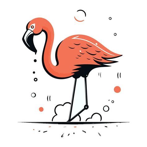 Flamingo Hand Drawn Vector Illustration Isolated On White Background