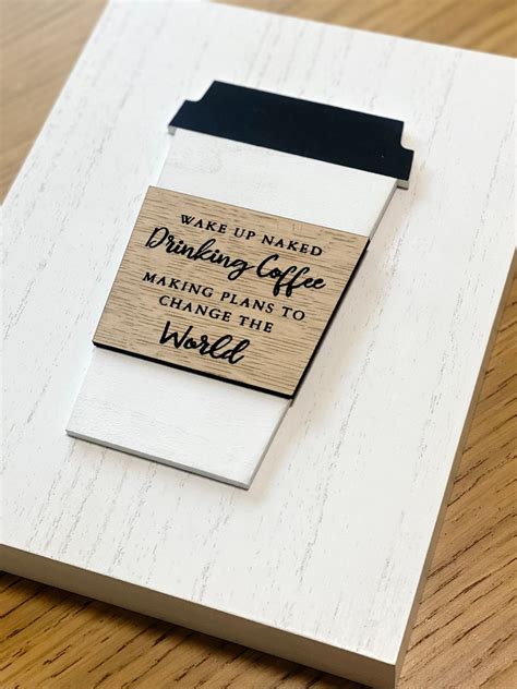 Wake Up Naked Drinking Coffee Tabletop Art Etsy