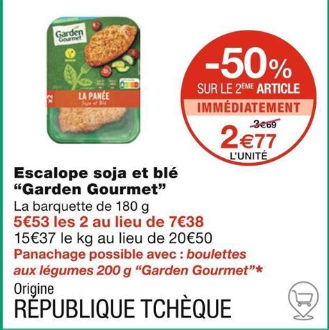 Promo Garden Gourmet Escalope Soja Et Bl Chez Monoprix