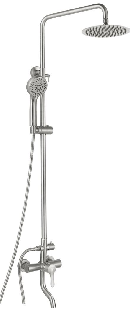 Wall Mount Rainfall Shower Set Brass Single Handle Hot Cold Water Bathroom Exposed Faucet Shower