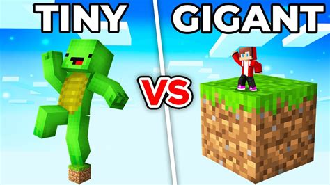 Mikey Tiny Vs Jj Giant One Block Survival Battle In Minecraft Maizen