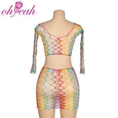 New Style Hollow Out Dress Lingerie Set Two Pieces Fishnet Bodystocking For Women China Sexy
