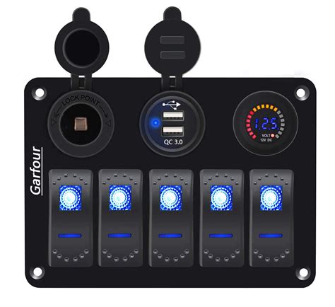 Garfour Waterproof Boat Rocker Switch Panel Aluminium Panel with 12V ...