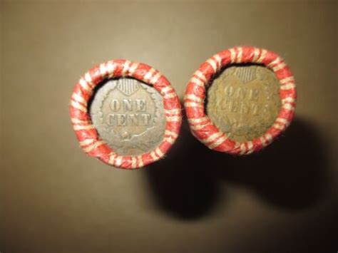 Mixed Wheat Indian Head Penny Shotgun Rolls With Indian Cent End Coin