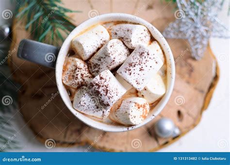 Hot Winter Chocolate With Marshmallow In Woman Hands Stock Photo CartoonDealer 164107830