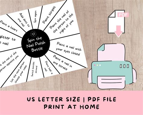 Printable Spin The Nail Polish Bottle Game For Tween And Etsy Australia