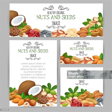 Template Dengan Kacangkacangan Dan Bijibijian Ilustrasi Stok Unduh