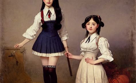 KREA AI - school girl in victorian dress, school uniform, se...