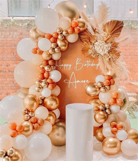 141pcs Orange And Gold Balloon Garland Arch Kit Cream White Orange Gold