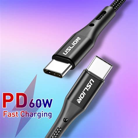 Uslion Usb C To Type C Cable Fast Charging W Pd Cable Qc Quick