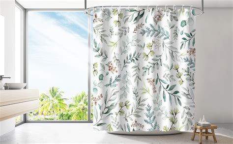 Amazon Rosielily Green Eucalyptus Shower Curtain Leaves Shower