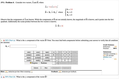 Solved (9\%) Problem 4: Consider two vectors, A and B, where | Chegg.com