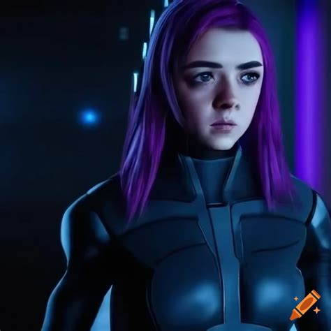 Portrait Of Maisie Williams As A Sci Fi Girl In Purple Jumpsuit On Craiyon