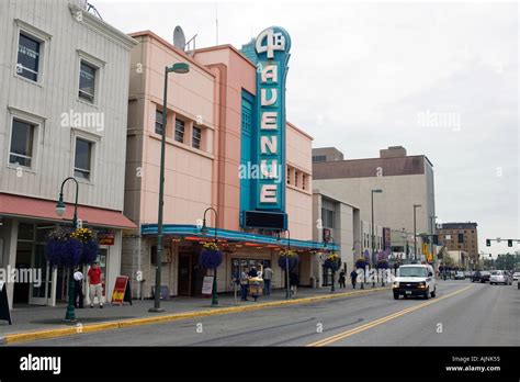 Street Scene On 4th Avenue In Downtown Anchorage Alaska Stock Photo