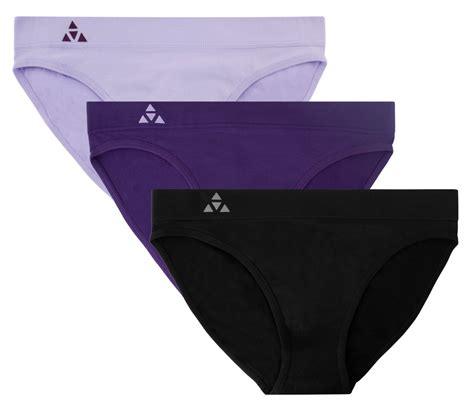 Balanced Tech Women S 3 Pack Seamless Low Rise Bikini Panties Blackberry Black Violet Large