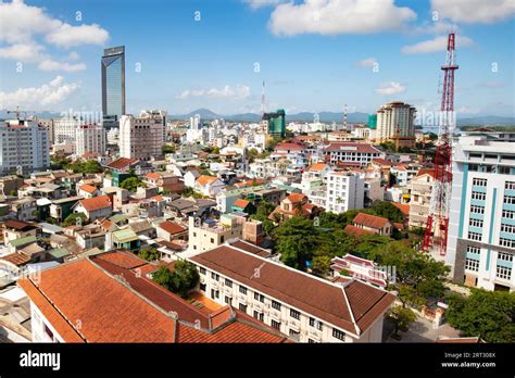 aerial views  hue city  vietnam   bright sunny morning stock