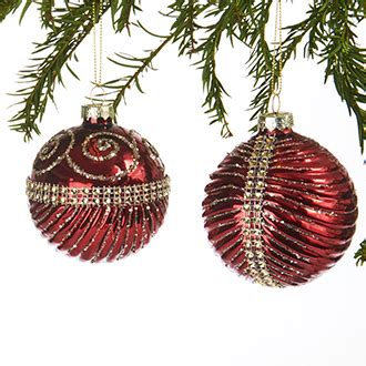 Glaskugle rød med gulddeko snor 8CM 2 ASS Pobra A S