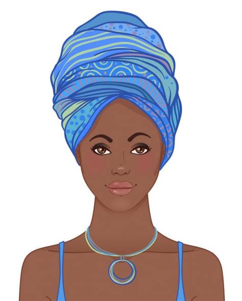 Portrait Of Beautiful African Woman In Turban Tribal Style Fash