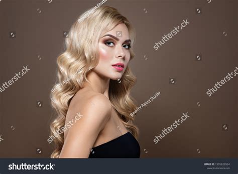 Elegant Model Portrait Blonde Haired Woman Stock Photo