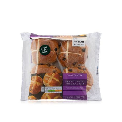 Waitrose Richly Fruited Hot Cross Buns Pack G Spinneys Uae