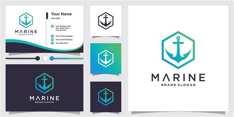 Marine Logo With Modern Gradient Style Concept And Business Card Design