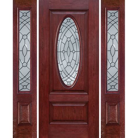 ESWDA 54x80 Exterior Cherry Oval Two Panel Single Entry Door Sidelights