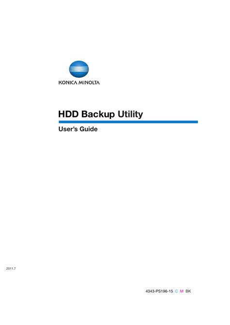 Konica Minolta HDD Backup Utility User Manual | 30 pages