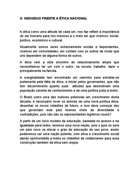 O Indivíduo Frente À Ética Nacional - O Individuo Frente A Ética Nacional | PDF