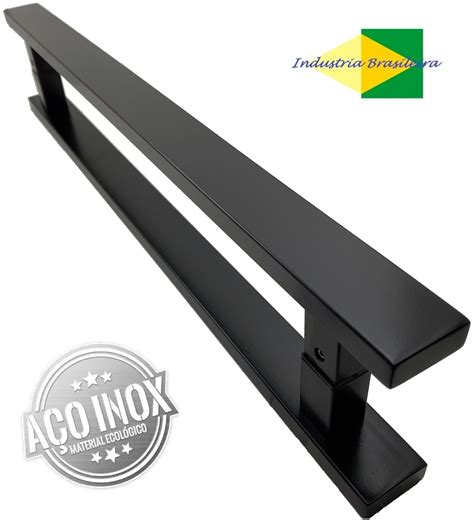 Puxador para porta Duplo Plano em AÇO INOX 304 PRETO FOSCO Para portas