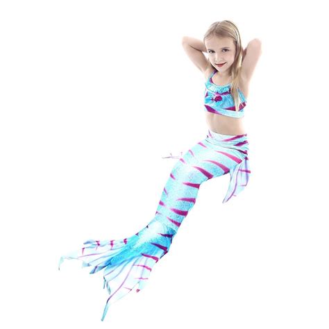 Meerjungfrau Kostüm Mädchen Bikini Badeanzug Kinderkostüm 3 Stück Set Topkostueme