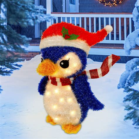 Buy Twinkle Star Lighted Christmas Tinsel Penguin Decorations, 20 Inch